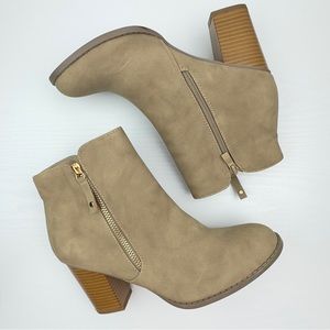 DIBA Taupe Madison Double Side Zip Heeled Boots
